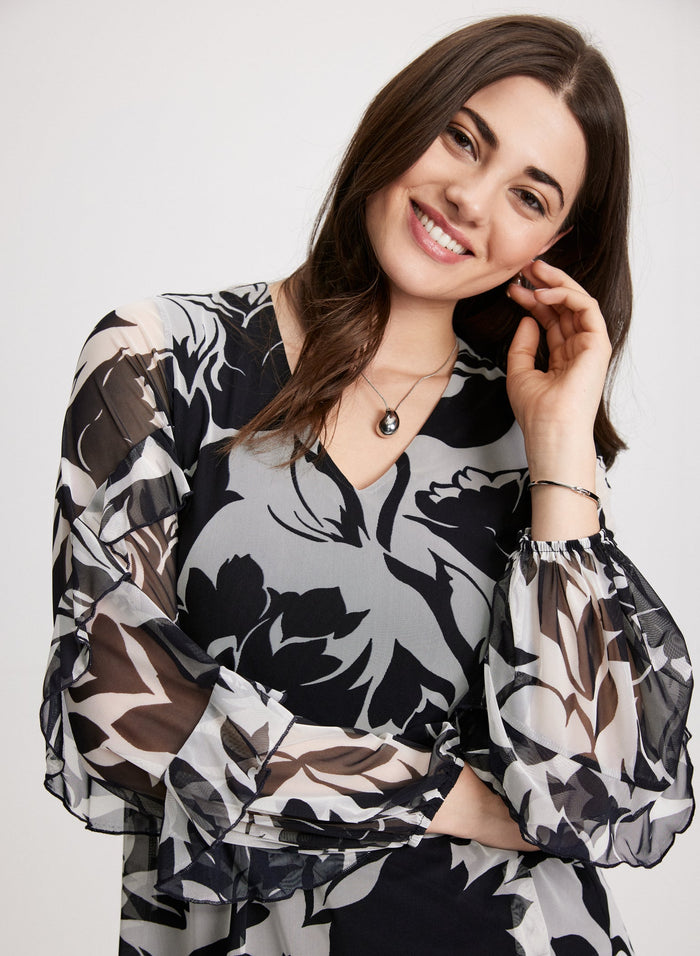Sheer Floral Tunic Top